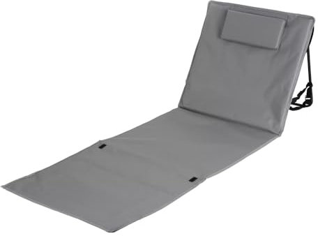 BURI Klappbare Strandmatte mit Rückenlehne und Kopfpolster Strandliege mit Tragetasche Gartenliege Gartenmöbel faltbar Sessel Garten Strand Strandstuhl Sonnenliege klappbar, Farbe:grau
