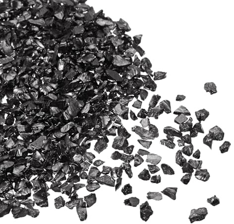 Kozelo Zerkleinerte Glassplitter 2-4mm x 20g metallisches Glas Schwarz | Unregelmäßiges, Für DIY-Dekoration, und Nagelkunst, elektroplattierte, Oberfläche
