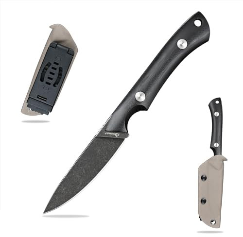 SDOKEDC DC53 Stahl messer Feststehende Klinge mit Kydex Scheide Jagdmesser für Männer EDC Outdoor Camping Survival(Schwarz bis Schwarz)