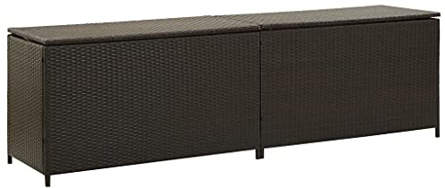 PIXZSSI Gartenbox PE Rattan Braun 200x50x60 cm Wetterbeständigem Modernes Design Terrasse Auflagenbox zur Aufbewahrung Kissen Auflagen Decken Multifunktionale Sitzbank