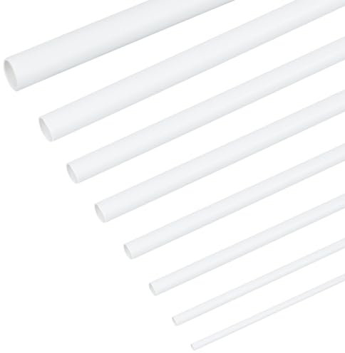 OLYCRAFT 40pcs Tube Creux Rond en Plastique Longueur 25cm Diamètre 2/2.5/3/4/5/6/8/10mm Blanc ABSmodèle Rond en Plastique Tube Tiges en Plastique Barre Ronde Tube Creux Tige en Plastique pour la