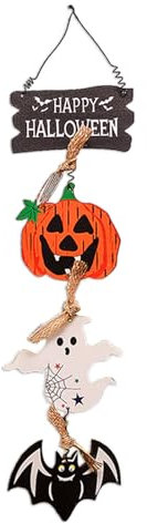 Cartello Da Appendere in Legno Di Halloween 29cm - Decorazioni Casa, Pannello Felice Della Porta, Benvenuto Cartello - 1 Pezzo