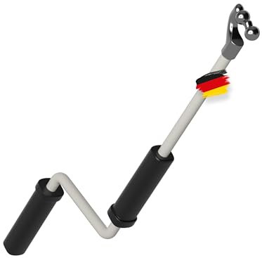 BAUHELD® Markisenkurbel mit Kugel-Haken [Made in Germany] - Markisenstange mit Pulverbeschichtung [140cm] - Hochfester Handgriff aus Kunststoff - Kompatibel mit runden Markisen-Ösen - RAL 9010