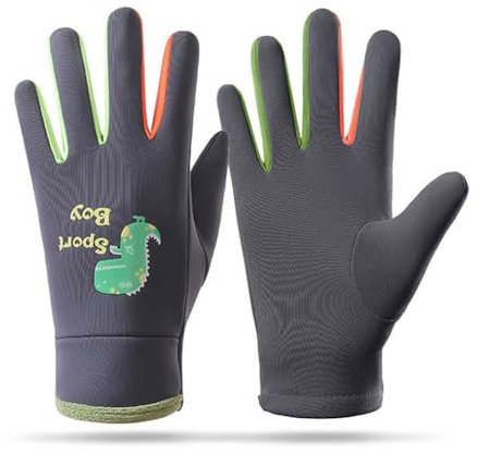 Aiyomimo Kinder Cartoon Warme Handschuhe Outdoor rutschfeste Sport Laufen Reithandschuhe für Jungen Mädchen 3-12 Jahre (Lichtgrün, S (3-7 Jahre))