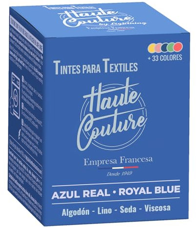 HAUTE COUTURE - Tinte para Ropa y Textil Azul - 350g - Azul Real - Tinte Textil Todo en uno - Listo Para Teñir Ropa y Tejidos