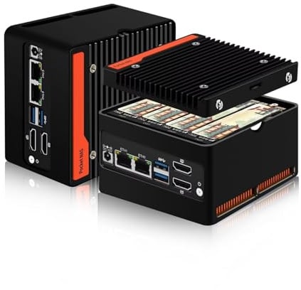 ROUAFWIT Mini PC NAS N200, 4x M.2 2280 NVME Micro Computer, Dual i226V 2.5Gbe Firewall Appliance, 2 x USB 3.2 10Gbps Port, 4K, WiFi/BT Slot, Barebone NO RAM NO SSD