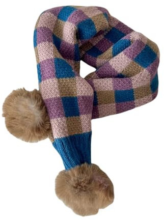 YANQSHM Schal für Damen, Damenschals und Tücher Winterschal Decke mit Bommel Pashmina Schals für Damen Kurzer Schottenkaro Schal Weich Warm Wickeldecke Weihnachtsschal Geschenke Lila