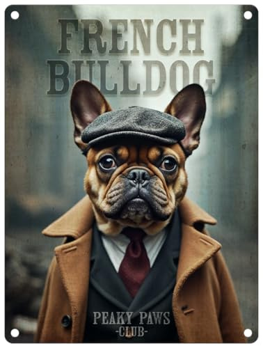 Small (150 x 200mm) Metal Sign - Peaky Paws Club - French Bulldog