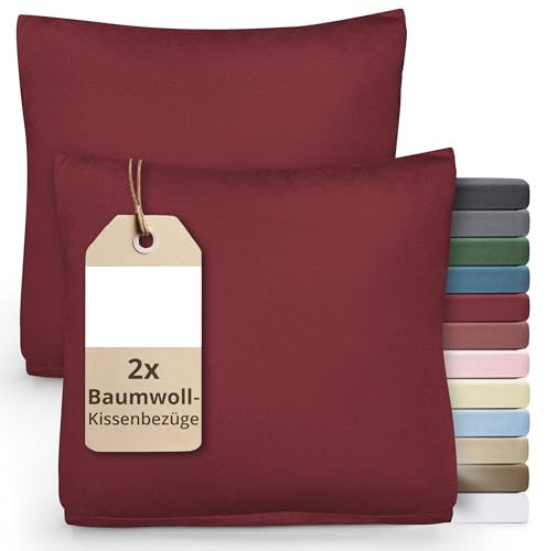 Greenline Kissenbezug Premium Jersey aus 100% Baumwolle Bordeaux Rot Doppelpack (2X) 50 x 50 cm Kissenhülle Kissenbezüge