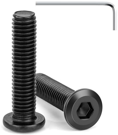 Tunejoy 20 Pezzi Viti a Testa Piatta M8 x 35 mm Nero Vite a Testa Esagonale Bulloni in Acciaio Inox A2 V2A Bulloni per Mobili con Chiavi a Esagono Filettatura Completa