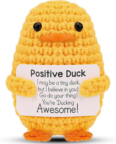 CAREOR Positive Ente, Mini Strickente Positive Ente Häkeltiere Emotionale Unterstützung Inspirierende Motivierende Ermutigung Geschenk Party Dekoration
