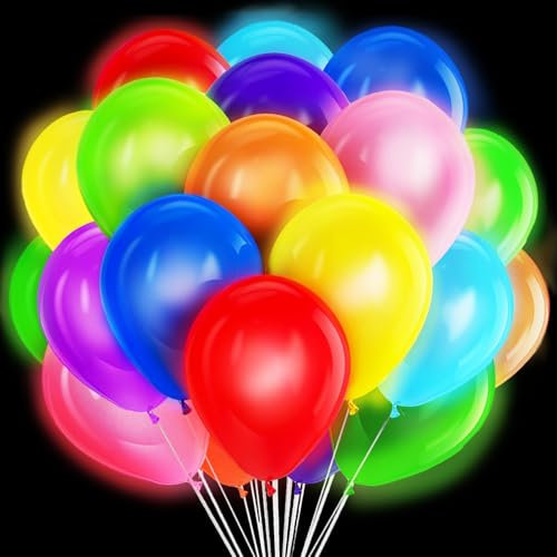 Confezione da 40 Palloncini LED Luminosi da 12 Pollici, Tinta Unita, Colori Misti, Senza Motivi, con Luci Colorate, per Feste, Compleanni, Matrimoni, Festival, Natale, Carnevale, Decorazioni
