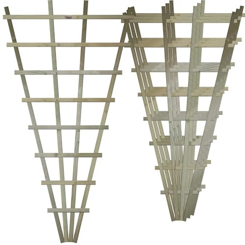Large Fan Shaped Pack of 4 3x6ft (W: 3ft x H: 6ft) Frameless Decorative Lattice Trellis Panel Plant Grown Wall/Fence Art with Large Standard Squares Width 1010mm x Height: 1828mm