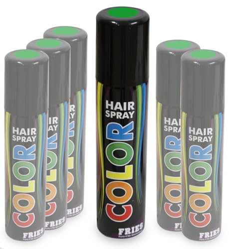 FASCHING 30109 Hairspray Color grün, Haarspray mit Farbe green NEU/OVP - 6er Bundle