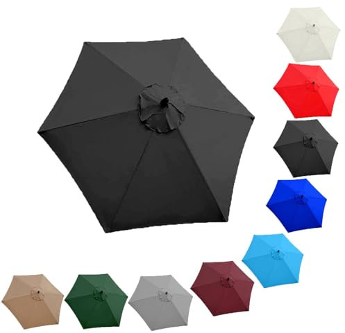 QIQVIV Toile De Rechange pour Parasol De 200/270/300 Cm, pour Parasol Déporté À 6 Baleines/8 Baleines(Black,(8Rib) 3.0m/118in)
