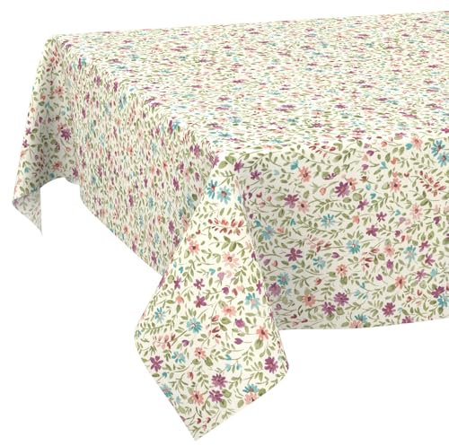 Tischdecke abwaschbar Tischtuch Tafeldecke Tischwäsche Baumwolle Polyester Wasserdicht Pflegeleicht Fleckenschutz Lotus Effekt 90x130cm Iris