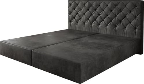 DELIFE Boxspringgestell Dream-Great Mikrofaser Anthrazit Vintage 200x200 cm