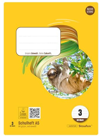 Staufen Style Schulheft - 10 Hefte je 32 Blatt, DIN A5, Lineatur 3 (21 Doppellinien), 80 g/m² Papier