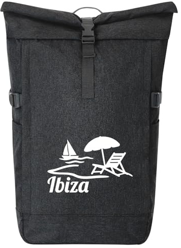Huuraa Kurierrucksack Ibiza Spanien 30-44 Liter Black Melange Fairtrade Rolltop Rucksack Geschenkidee