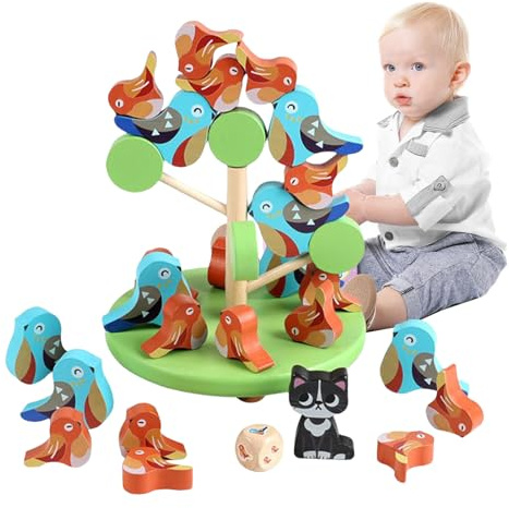 Balance-Spiel – Gesellschaftsspiel aus Holz Vogel Gleichgewicht – Interaktive und spielerische Aktivität für Feinmotorik im Innenbereich für Familie Schule Erwachsene