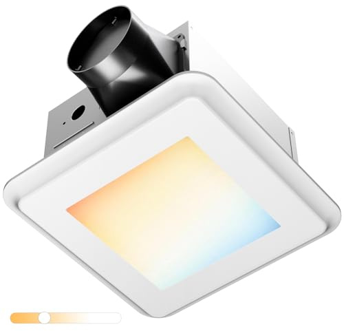 Amico Bathroom Exhaust Fan with Light, 80 CFM, 0.9 Sones, 1000LM, 5CCT, Easy Install, Ceiling Mount Shower Bathroom Fan, Adjustable Household Ventilation Fan, ETL & FCC Certified