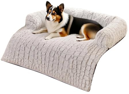 Quorvex Hundebett Für Sofa,Rutschfester Waschbarer Möbelschoner Mit Erhöhtem Rand - Plüsch Tier Couch Bezug | Für Schlafzimmer Wohnzimmer Balkon Terrasse Wohnung