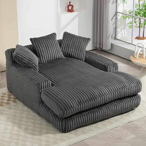 Bladez Cord-Schlafsofa Cloud Couch – Modernes Einzelsitz-Bodensofa mit 3 Kissen, 1-Sitzer Bequemes Futon Sofa für Wohnzimmer, Wohnung & Büro (Dark Gray)