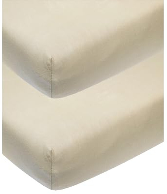 Meyco Spannbettlaken 2er Pack Babywiege 40x80/90cm Jersey Soft Sand | 100 % Baumwolle - Oeko Tex zertifiziert - Spannbetttuch - Rundum-Gummizug - atmungsaktiv & hautfreundlich