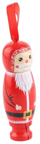 SIXRUN Pendentif Père Noël en Bois, Ornement Créatif D'arbre de Noël pour Décoration Murale de Maison Rouge 9cm