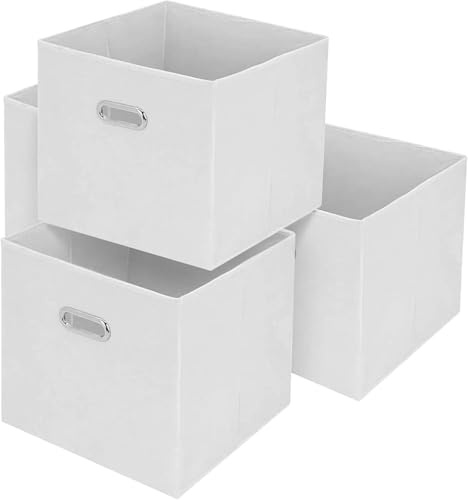 ARATERVIO Faltbare Aufbewahrungsboxen 32 x 32 x 32 cm für Kallax Regale - Stoffboxen mit Fingerloch, Platzsparend und Stabil - Aufbewahrungslösung (Beige--4er)