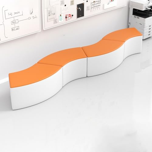 KIBONCY Sofa for das Früherziehungszentrum und Katzenpfoten-Ledersofa for den Kindergarten mit Bogendesign, runder Kombination und einfacher Rückenlehne for Warten der Eltern(E)