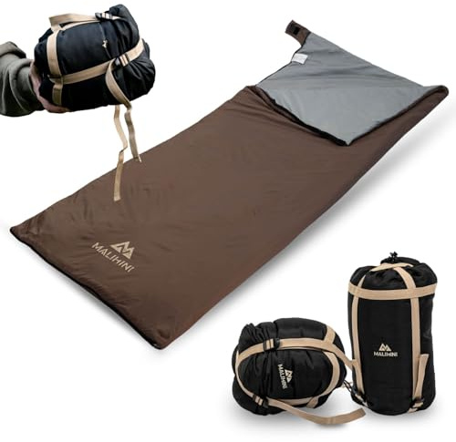 MALIHINI Deckenschlafsack Camping [Als Decke nutzbar & koppelbar] Leicht & kompakt, kleines Packmaß | Schlafsack Erwachsene für Frühling, Sommer & Herbst | Outdoor & Bikepacking