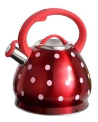 FGJsfhrDTU Tetera de Lunares Rojos, Tetera Agua Caliente Acero Inoxidable 3L for Estufa eléctrica, cerámica o Gas