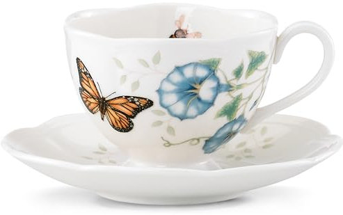 Lenox 812099 Butterfly Meadow Monarch Tasse und Untertasse, Porzellan, 0