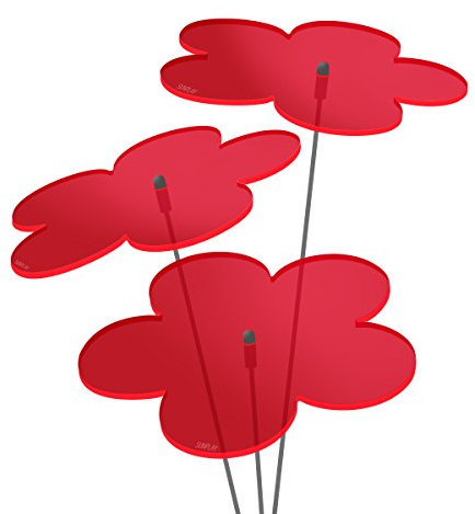 SUNPLAY Sonnenfänger Blumen in ROT, 3 Stück je 10 cm Durchmesser im Set + 35 cm Schwingstäbe