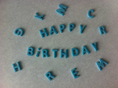 Edible Letters Cupcake Cake Toppers, Decorations, Wedding. Up to 30 Letters (Baby Blue) Please Message with Letters You Like