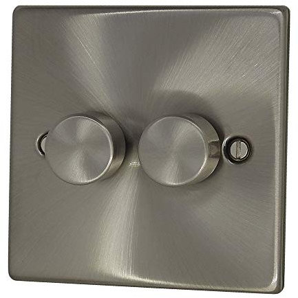 Discount Electrix 2 Gang 2 Way 400 Watt Dimmer Switch Satin Chrome Finish