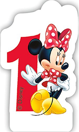 Procos Zahlenkerze 1 * Minnie Maus * für Kindergeburtstag // Kinder Geburtstag Party Numeral Birthday Candle Kuchen Deko Motto Disney Mickey Mouse EIN Jahr
