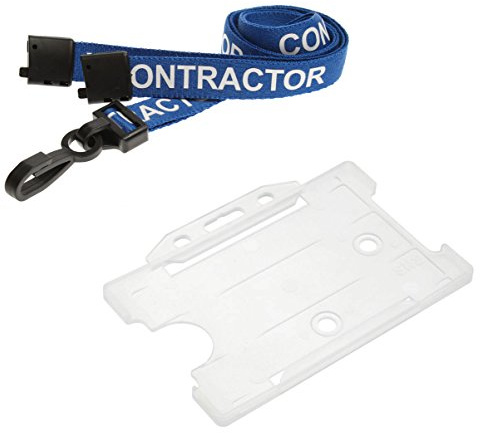 Customcard ltd® Contractor Neck Lanyard Blue & Opaque Open Faced ID Card Holder