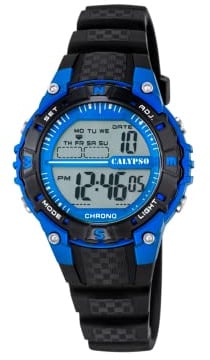 Calypso Uhr Digital Kinder Junge und Mädchen aus Kautschuk Schwarz | Sportuhr, Widerstandsfähiges Glas, Wasserdicht 10 ATM K5684/5