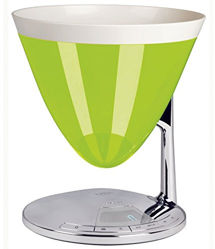 BUGATTI, Uma, Bilancia da Cucina Digitale con Timer, Display Elettronico, Ciotola Pesa Alimenti rimovibile, Portata massima 3kg, Design elegante (Verde Mela)