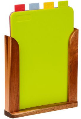 PREMIER Housewares Set di 4 Taglieri, Supporto in Legno