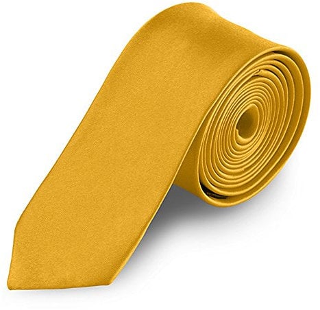 Taffstyle® Farbige schmale dünne Fashion Mode slim Krawatte Satin Business Trend Schlips Binder - Gold