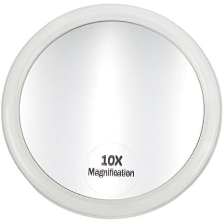 Kosmetex Bad-Schrank Spiegel Zusatzspiegel mit 3 Saugnäpfen und 10-Fach Vergrößerung. Ø 10 cm