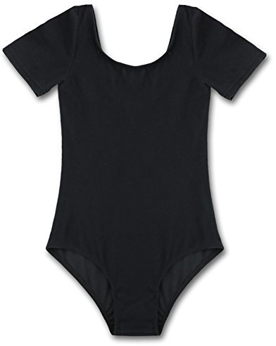 iEFiEL Kinder Mädchen Body Langarm Kurzarm Gymnastikanzug Ballettanzug Turnanzug Ballett Trikot Tanz Kleidung (Z Schwarz, 152)
