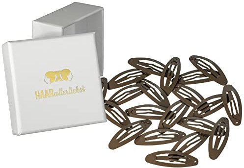 Haarallerliebst Haarspangen Oval für Kinder & Damen – 20 Stück in Braun (5 cm) inkl. Aufbewahrungsbox weiss – Ideal für normales Haar
