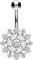 PIERCINGLINE Piercing de nombril en titane avec fleur en cristal – Argent 925 – Piercing banane en 3 couleurs élégantes, Titane titane argent 928