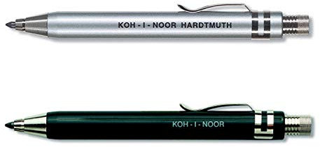 Koh-I-Noor 5358 Porte-mines en métal avec taille-mine et clip – Assortiment de couleurs argent et noir
