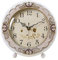 Justup Vintage-Tischuhr, Retro, Nicht tickend, europäischer Stil, Schreibtischuhr, batteriebetrieben, geräuscharmes Quarz-Uhrwerk für Schlafzimmer, Wohnzimmer, Innendekoration (weiß)