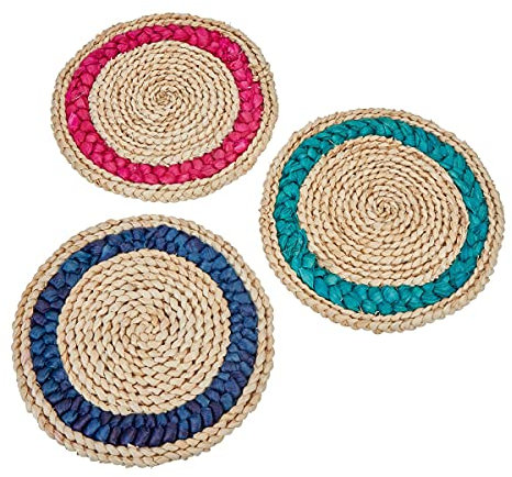 TRI Jumbo-Topfuntersetzer, 3 Stück, rund, Matte, Topf, Pfanne, Untersetzer, heiß, Tischschutz, Bast, Durchschnitt je 25 cm